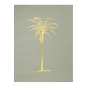 Poster palmier or sur fond vert