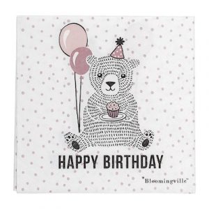 Serviettes rose Happy Birthday