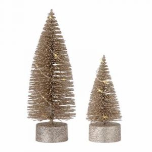 Lot de 2 sapins dorés LED